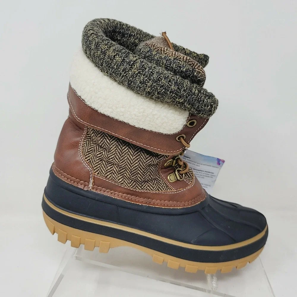 DREAM PAIRS Women's Snow Boots Waterproof Mid Calf Winter Warm Faux Fur Size 5